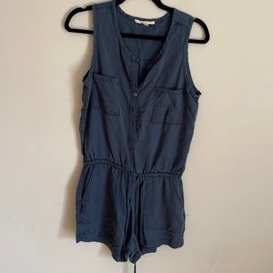 Lovestitch Navy Blue 100% Tencel Romper Tie Waist Pocket Romper